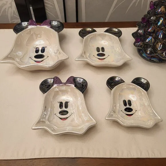 Disney Mickey & Minnie Mouse Ghost Set Of 4 Iridescent Measuring Cups - New - Picture 2 of 8